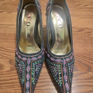 RedToo Denim Multicolor Embellished Women's Heels Size 9